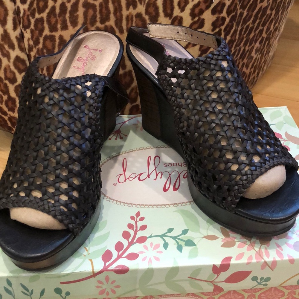 Jellypop Dark Brown Woven Wedges